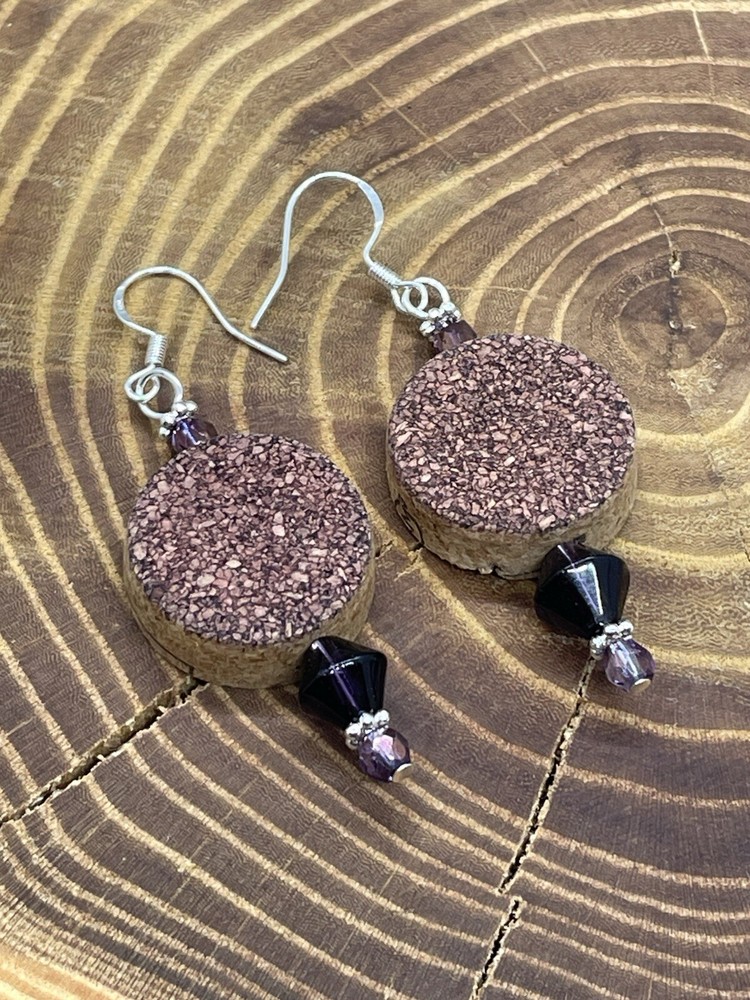 Upcycled Wine Cork Earrings-Handmade