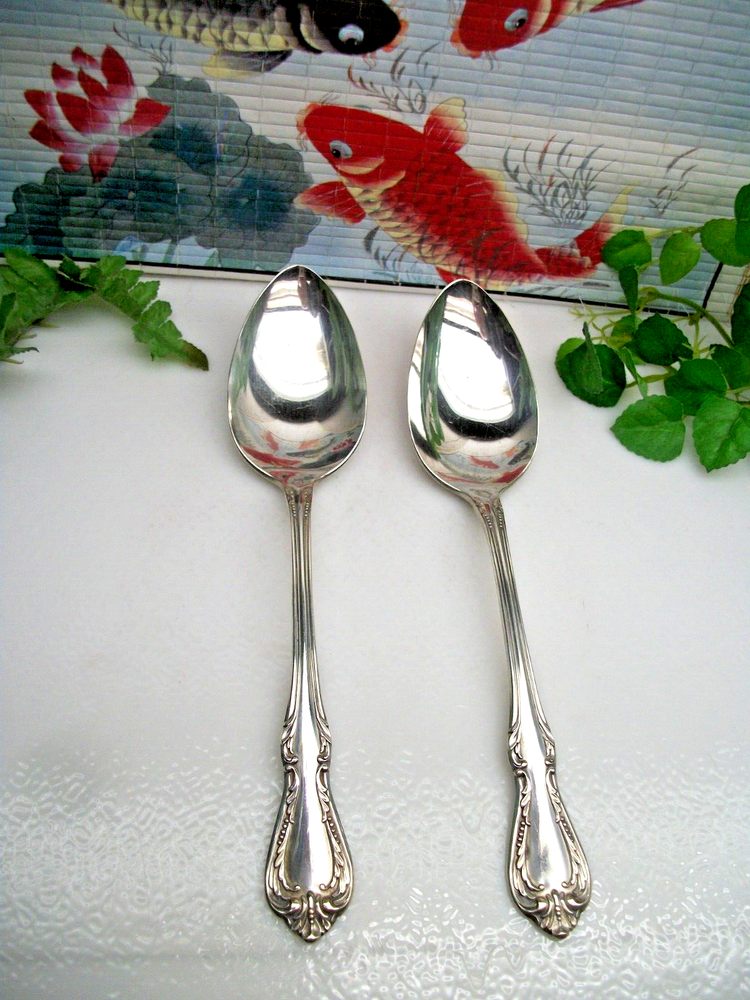 Oneida Wm A. Rogers CHALICE Harmony Silverplate Solid Serving Spoons 1958
