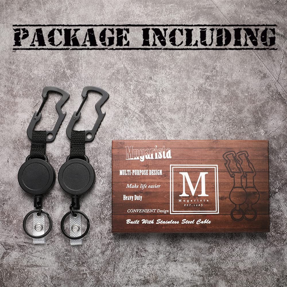 2 Pack Retractable Keychain, Multitool Carabiner Badge Holder, 8oz Retraction...
