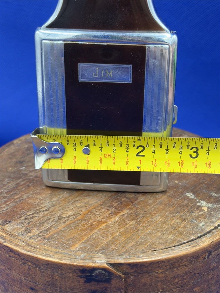 Vtg Ronson Mastercase Art Deco Cigarette Case Lighter Brown & Silver Untested