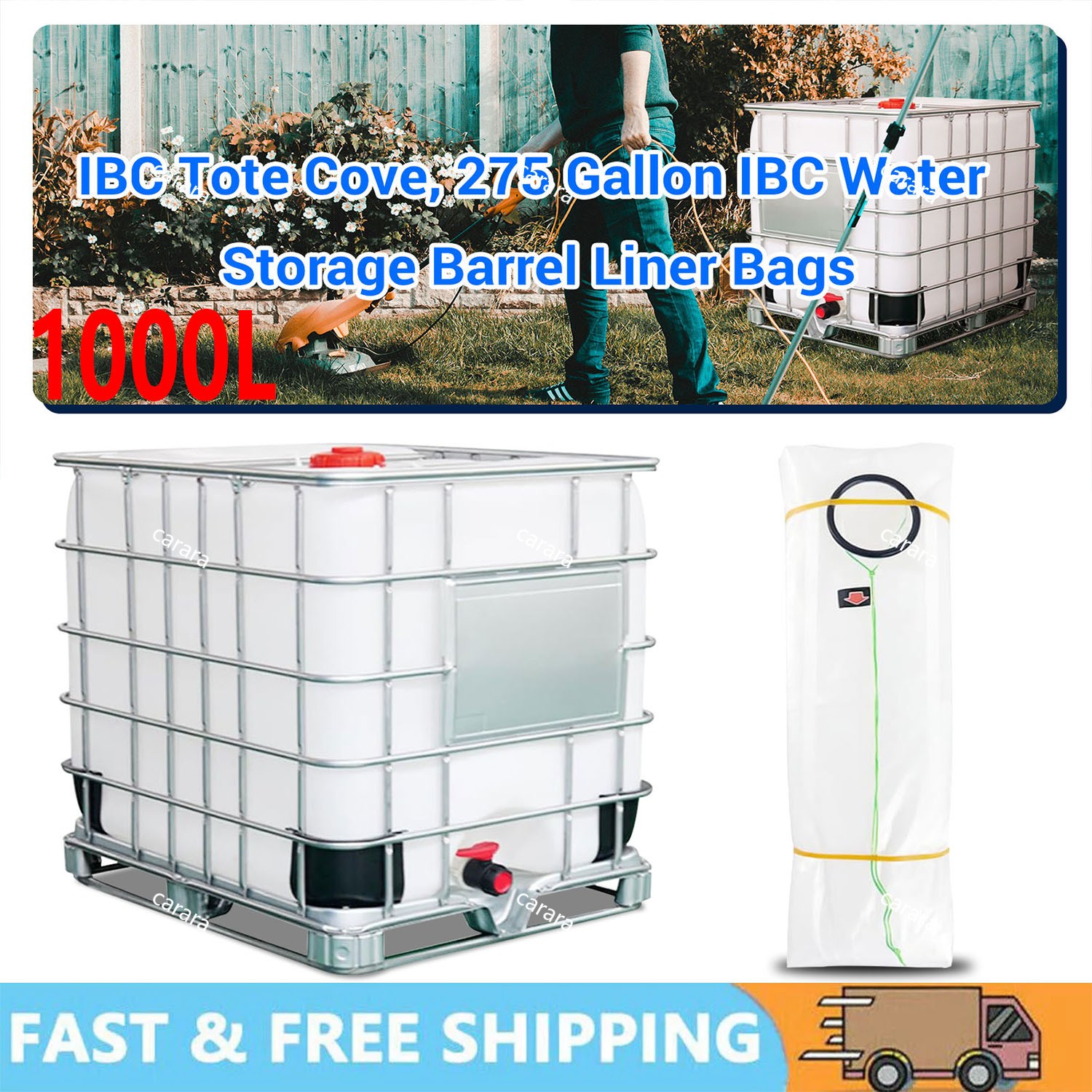 IBC Tote Cove 275 Gallon IBC Water Storage Barrel Liner Bags1000 Liter Rain ....