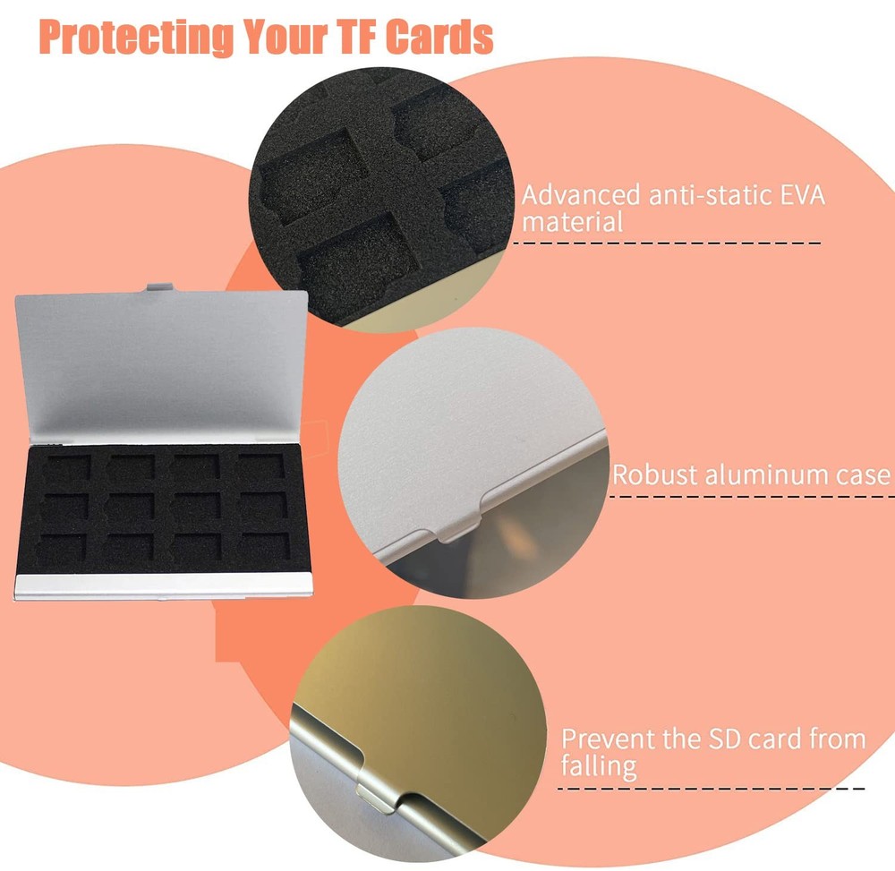 Aluminum Waterproof Memory Card Case - Ultrathin Mini Rustproof Silver