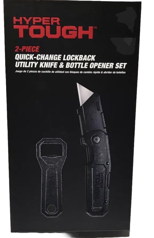 NIB Hyper TOUGH 2-Pcs Quick Change Lockback Utility Knife & Bottle Opener Set