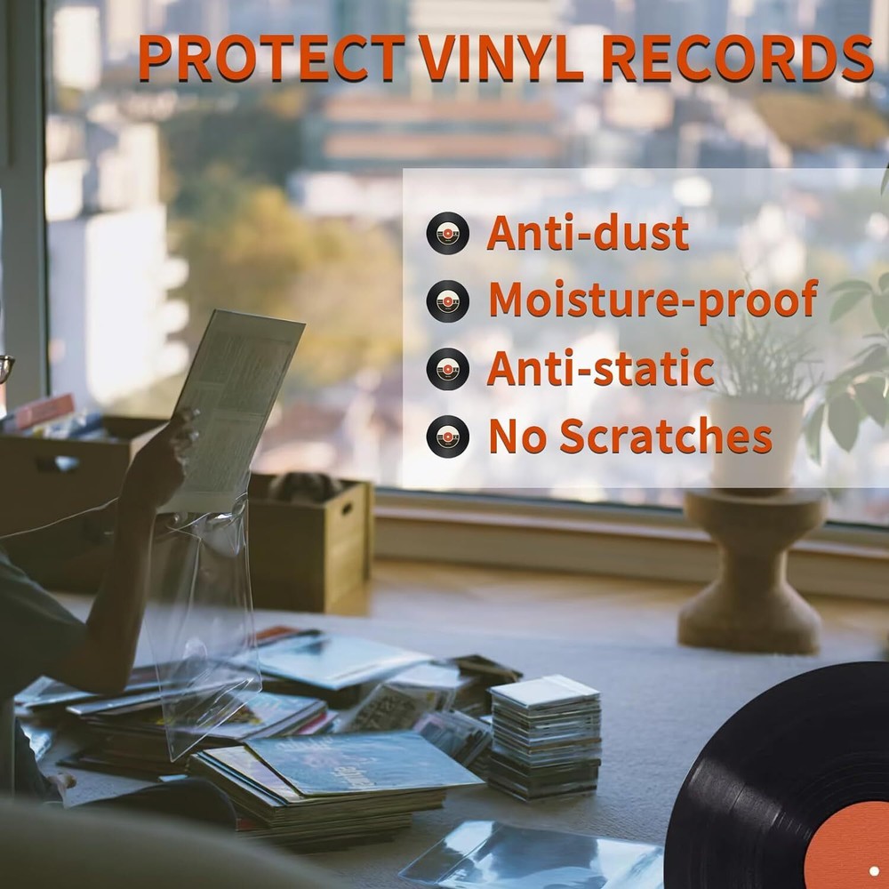 Record Sleeves for Vinyl Record, 20 Clear Plastic 12“ LP 20 Pack,