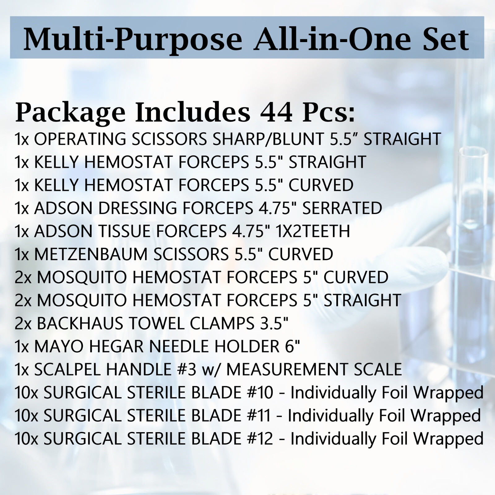 NEW Minor Surgery Suture First Aid Kit, Medical VET Trauma Survival Pack - 44 Pc