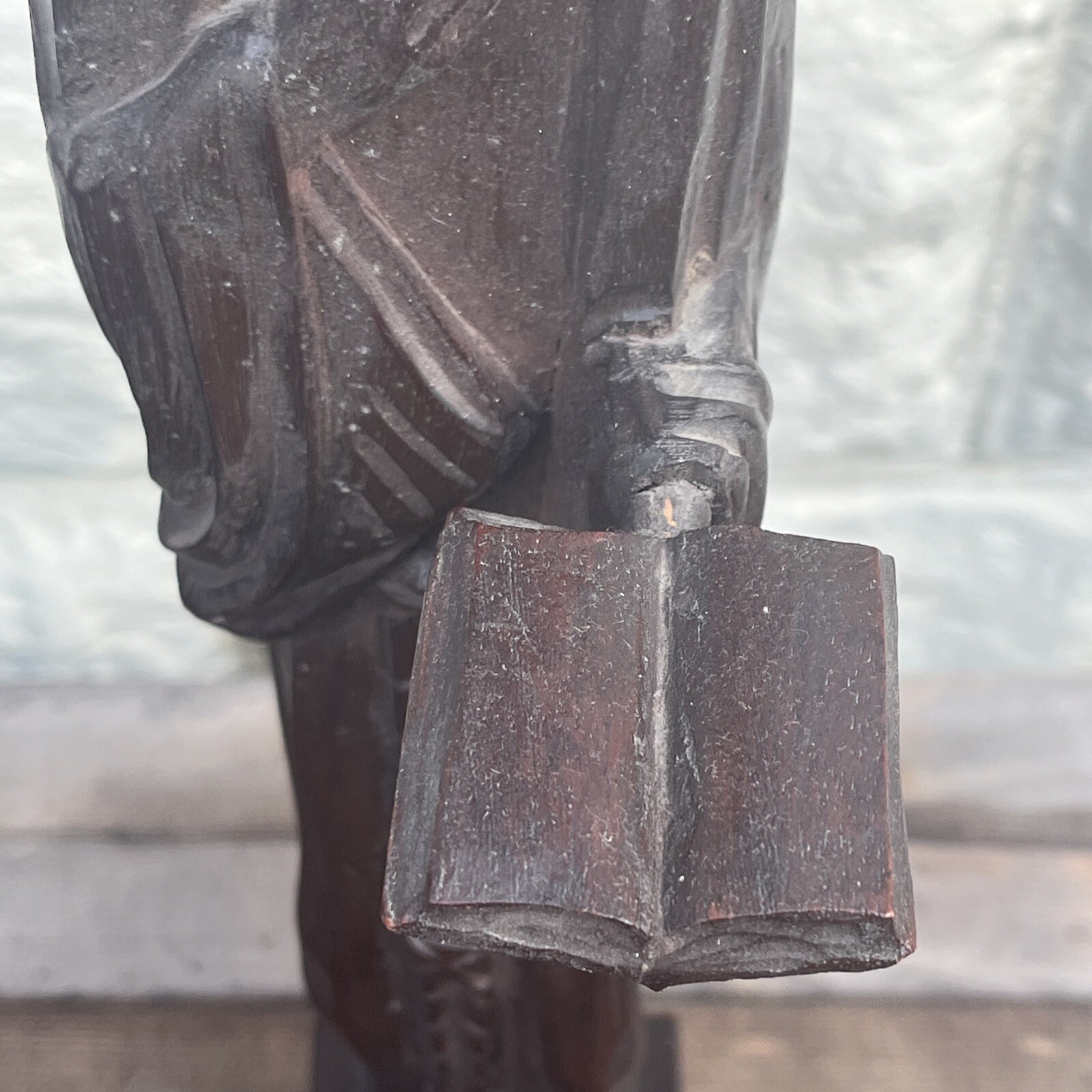 Vintage Saint Dominic Statue Hand Carved Mexico Monterrey Artist Signed 20”