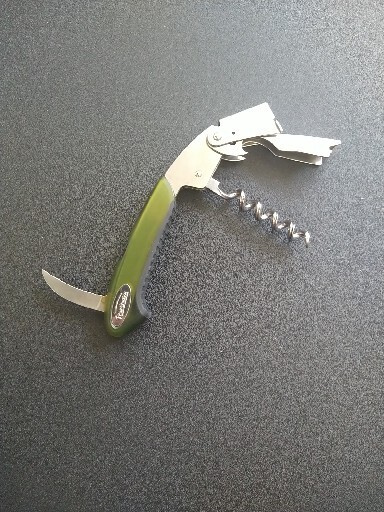 One (1) Trudeau Waiter Tool / Corkscrew / Knife Combo Server Bartender Green