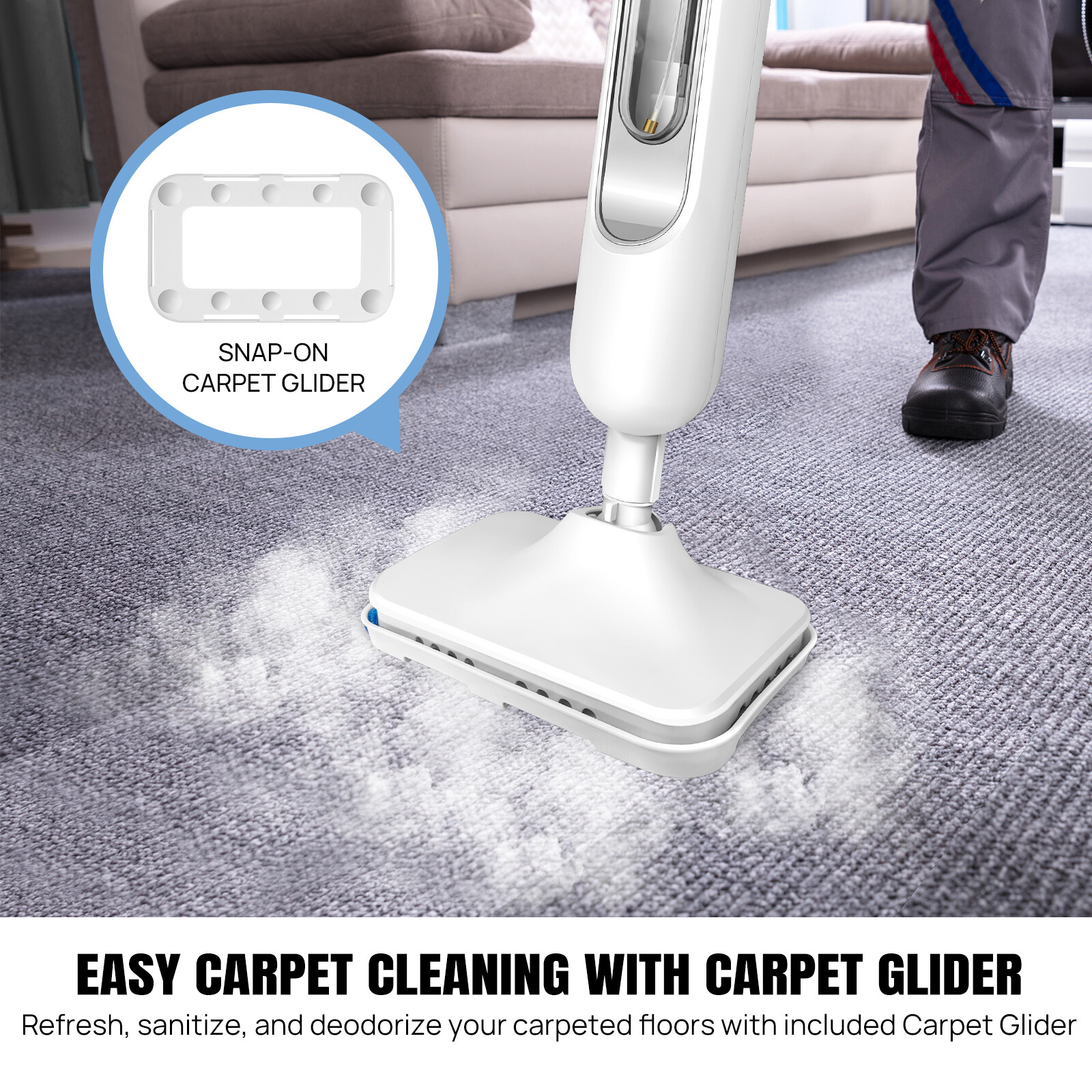 3500W Steam Mop Hard Wood Floor Cleaner 2 Speed with 2 Pcs Pads and Water Tank