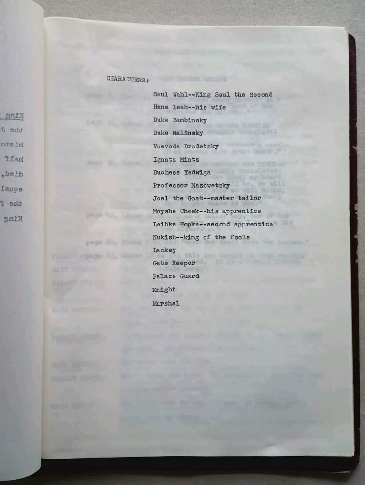 KING SAUL THE SECOND Original Chaver Paver (Gershon Einbinder) Play Script