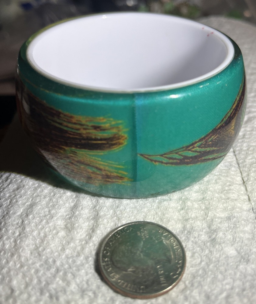 Bird / Feather Bangle Bracelet Wide Cuff