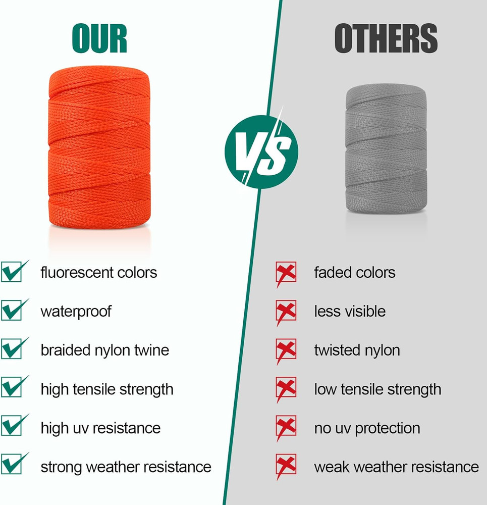 Romeda Mason Line #18, 500 Ft Orange String, Construction Twine for Gardening &