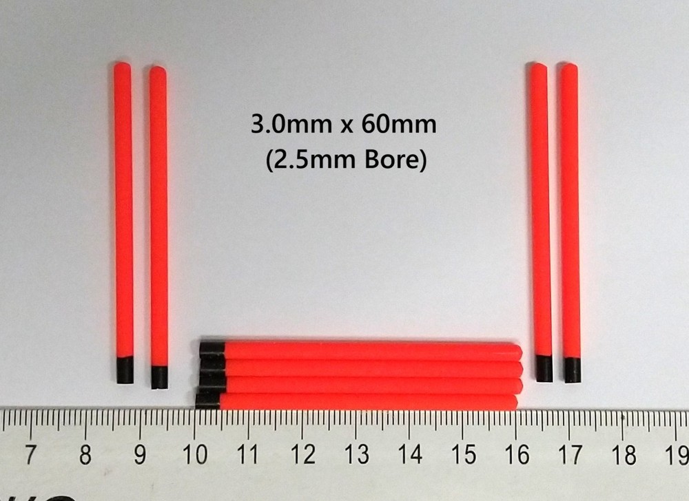 Hollow Tips For Float Making 3.0mm OD. 2.5mm Bore Red