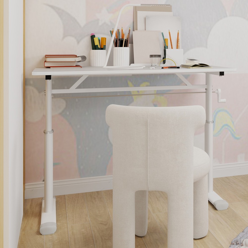 White Adjustable Study Home/Office Desk Height-Adjustable Multi-Purpose for Kid