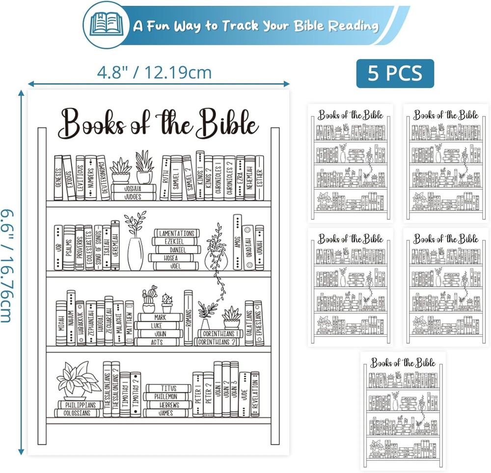 Bible Tracker Sticker - Bookshelf Coloring Page, Reading Tracker for Study & Org