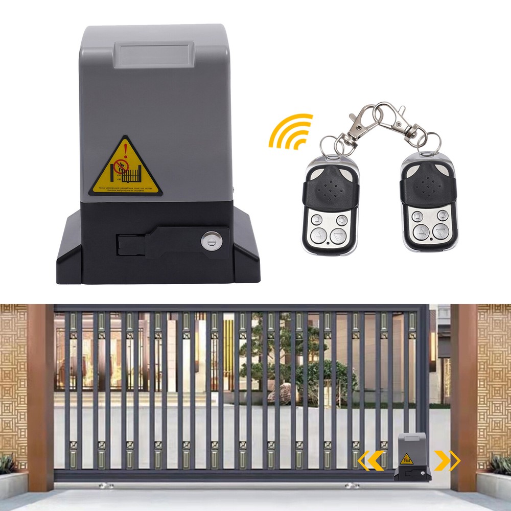 2700lbs Automatic Sliding Gate Opener Rack Driven with 2 Remotes & Complete Kit