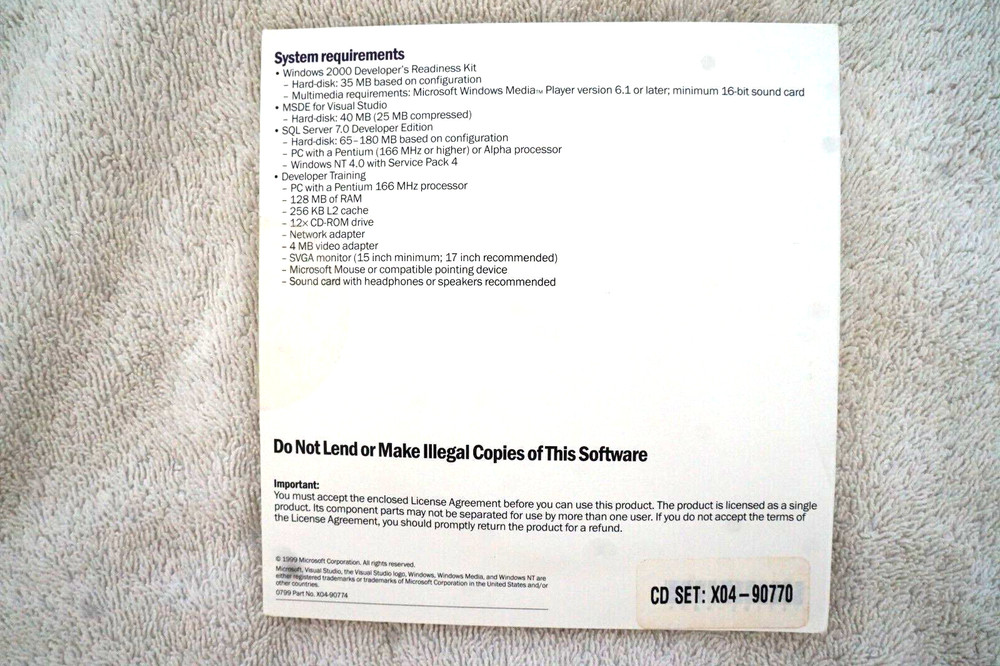 Microsoft Visual Studio 6 6.0 Plus Pack 4 CD's