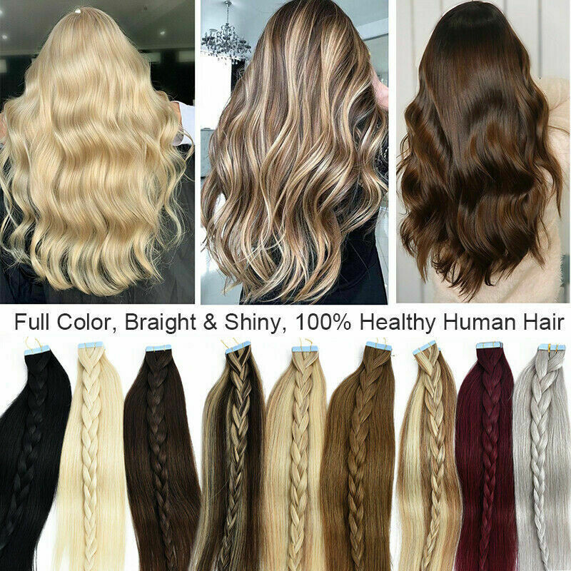 Seamless Tape in Human Hair Extensions Skin Weft Tape-on Real Thick Hair 16-26in