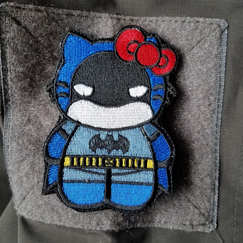Warrior Hello Kitty x Batman Logo Cartoon Tactical Hook Loop Patch Badge Blue*P