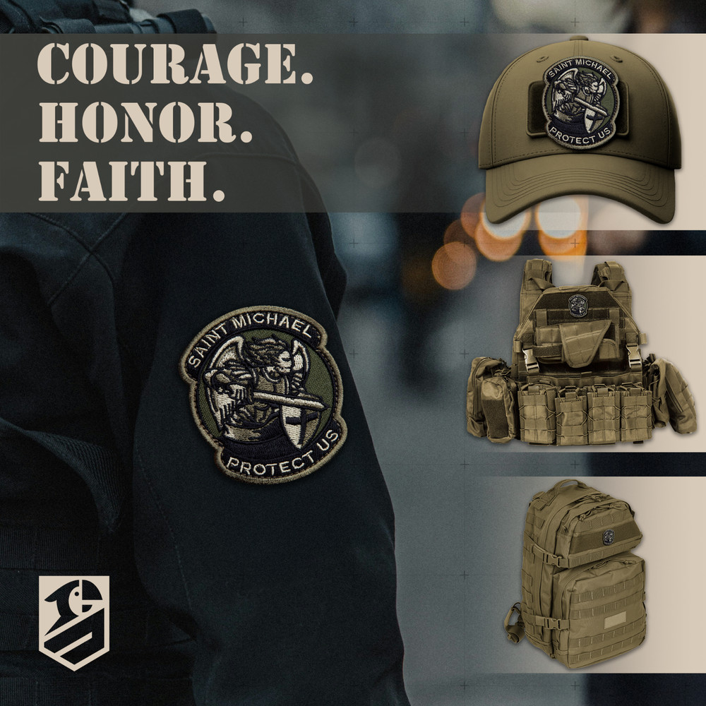 2Pcs Saint Michael Patch, Embroidered Hook & Loop Morale Military St Michael