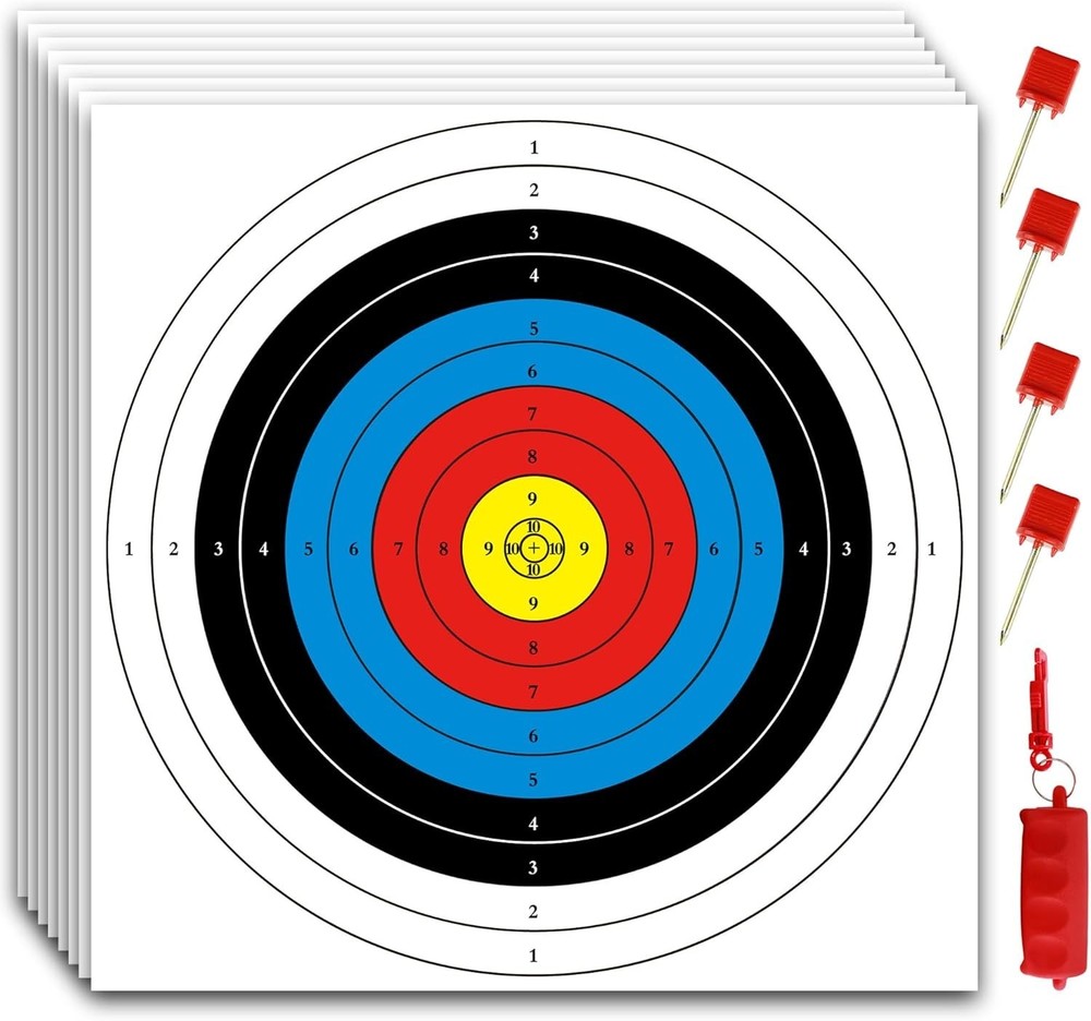 Durable Archery Target Paper Bundle: 50 Targets, 4 Nails, and Puller Included