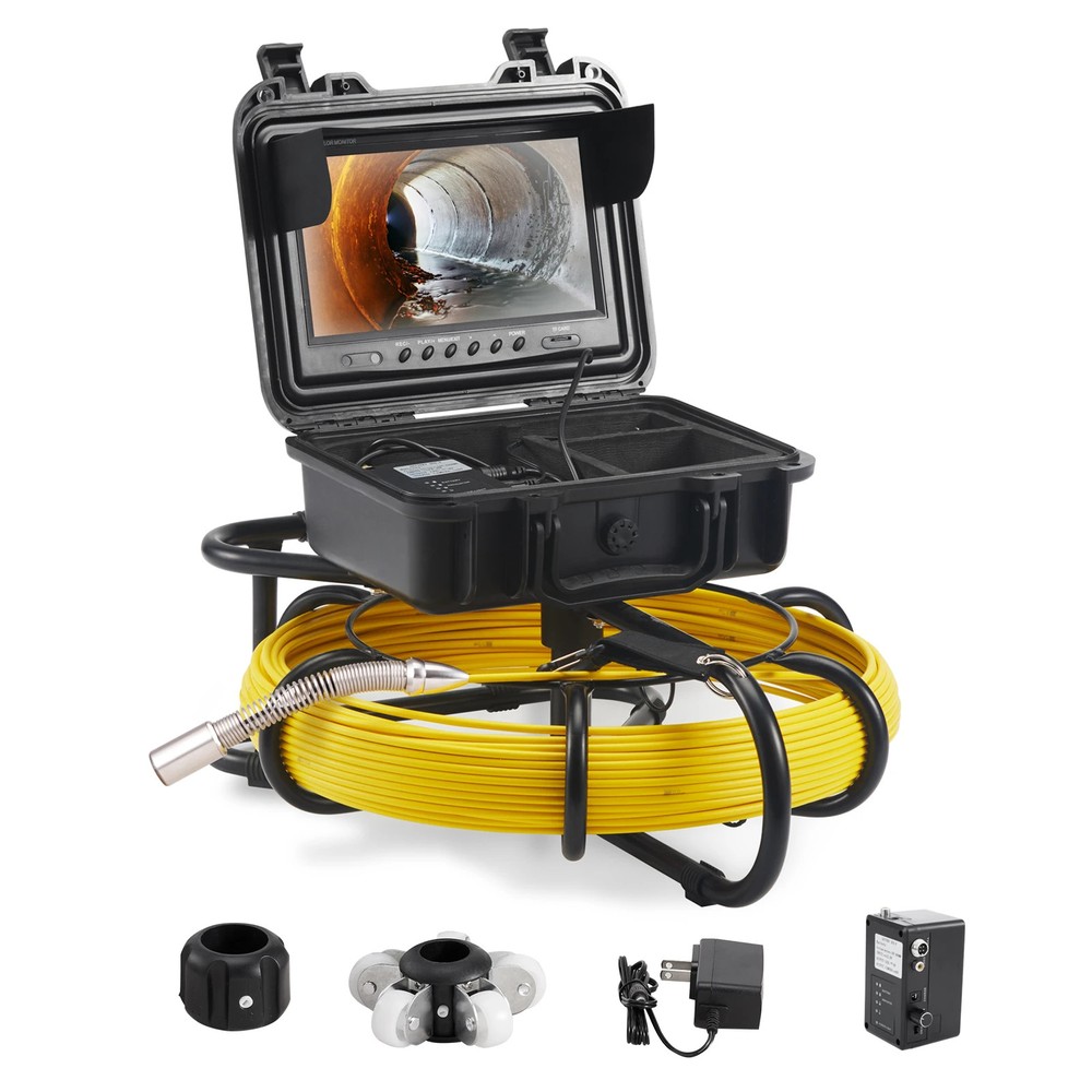 Sewer Camera 9" Screen Pipeline Inspection Camera w/ DVR Function Waterproof