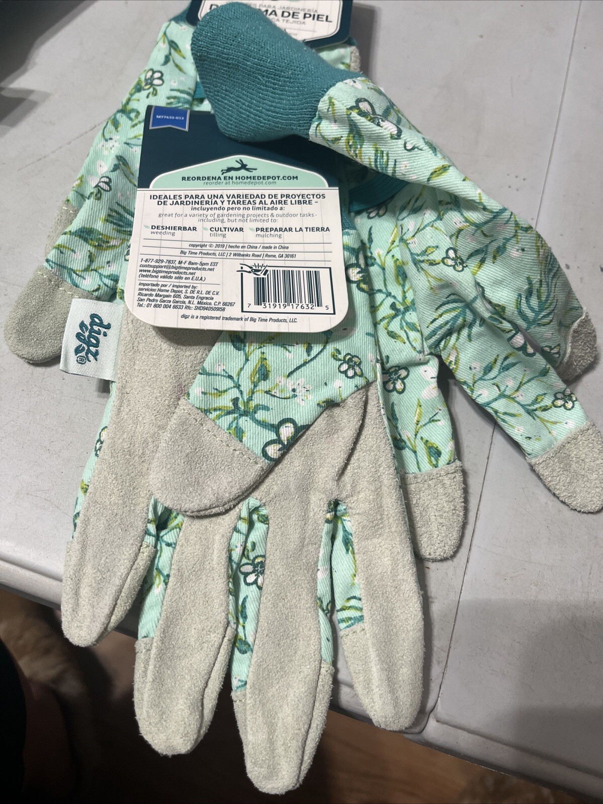 Digz (2 Pair) Medium Leather Palm Garden Gloves with Knit Wrist Women's