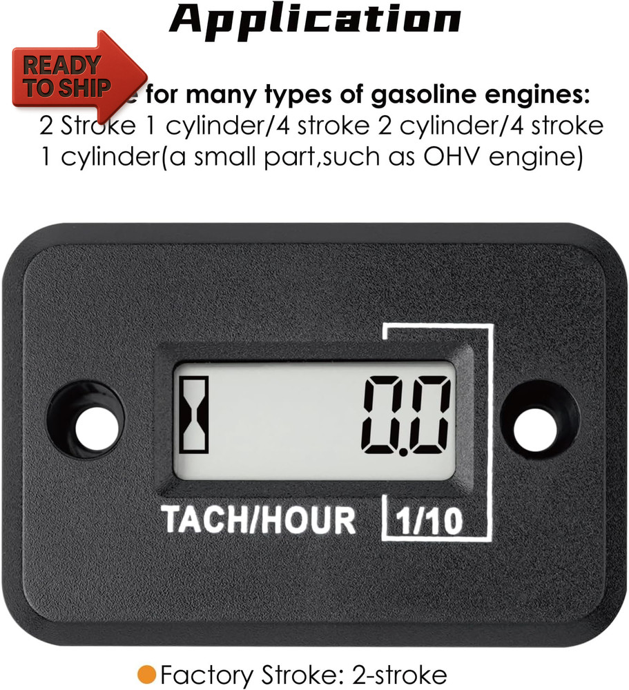Jayron Tach Hour Meter Digital LCD Inductive Tachometer No Battery Powerful Tim