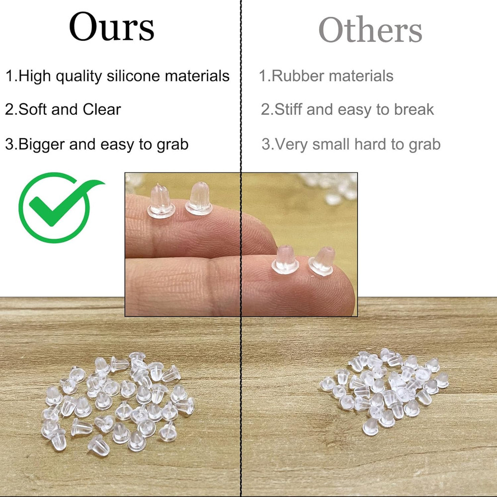 Silicone Earring Backs,70Pcssoft Clear Earring Backs for Studs/Droopy Ears