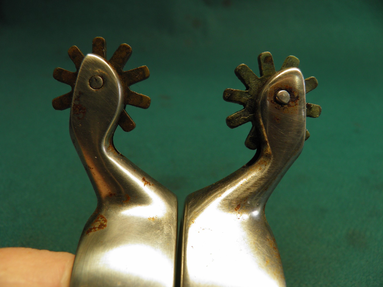 NICE VINTAGE PAIR OF STAINLESS STEEL WESTERN COWBOY SPURS