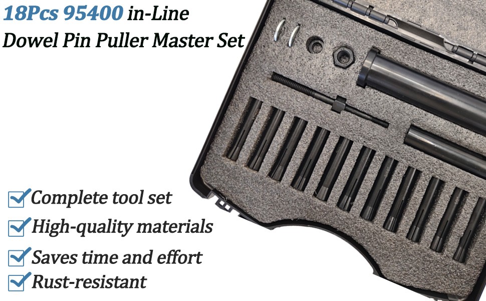 18pcs 95400 in-Line Dowel Pin Puller Master Set Includes Both SAE&Metric Collets