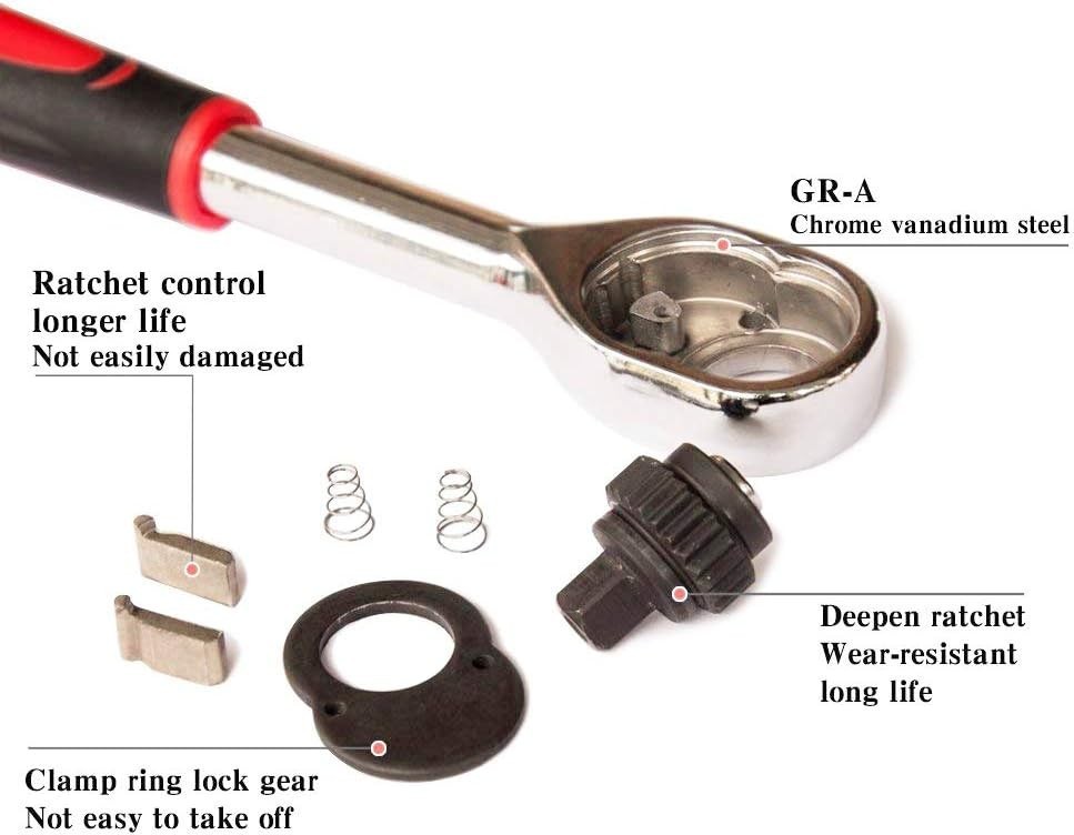 Compact 12 Piece Ratchet Socket Set with Quick-Release Handle and Organizer