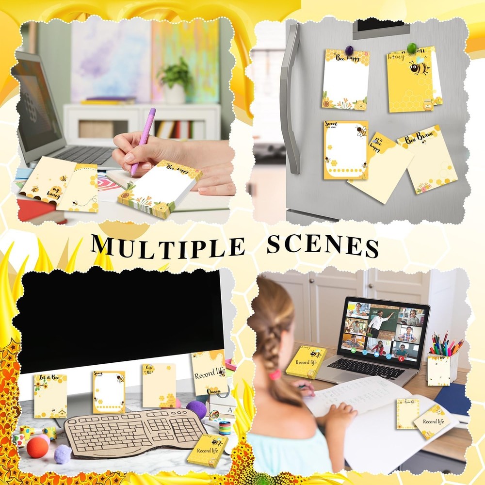 16 Pieces Bee Stiy Notes Bee Notepads Adhesive ey Bee Memo Notes Cute