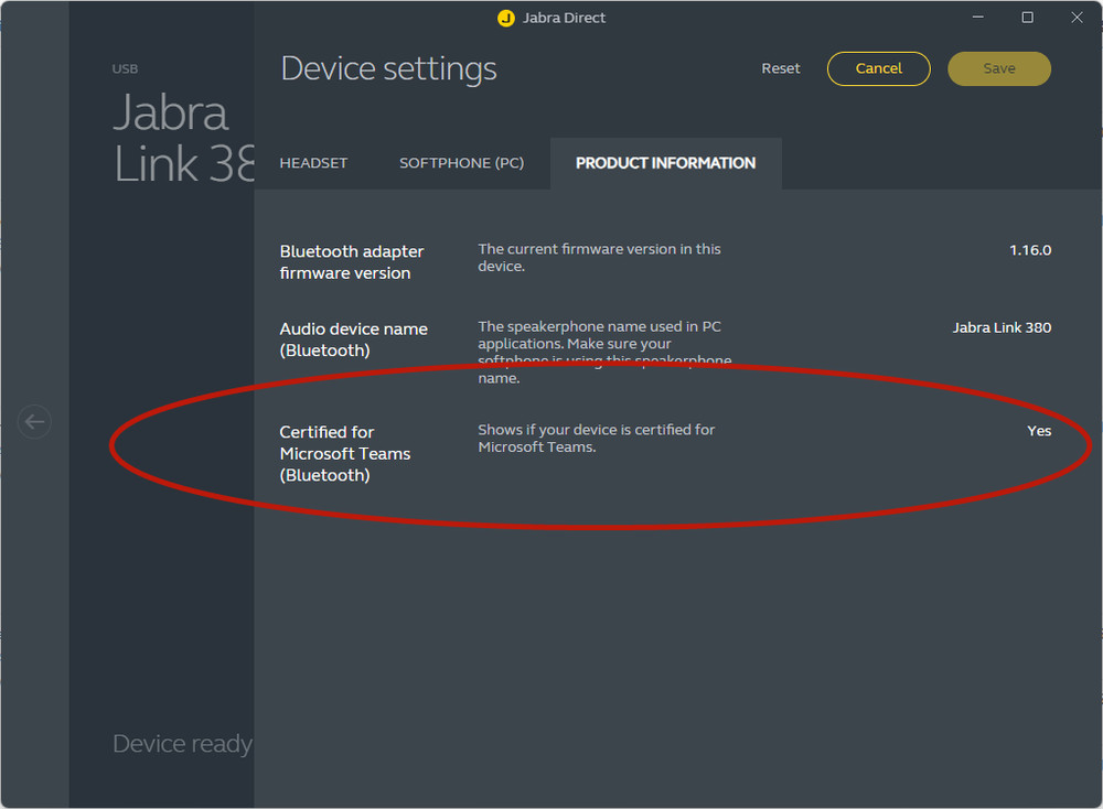 Jabra Link 380c MS USB-C Bluetooth Adapter Dongle for Evolve2 85 and Evolve2 75