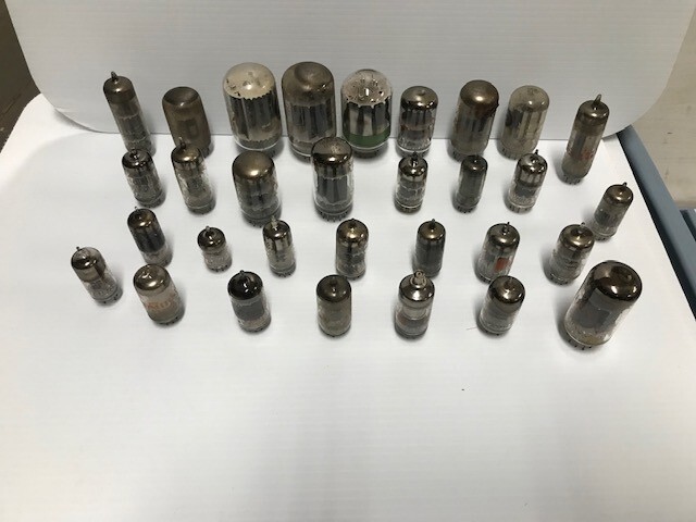 Lot of 30 vacuum tubes; used, untested