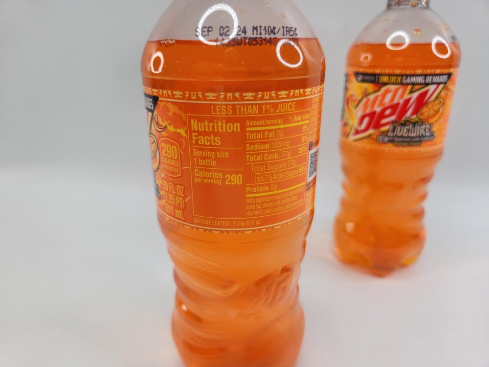 Mountain Dew LiveWire 2 Bottles New Unopened Orange Live Wire