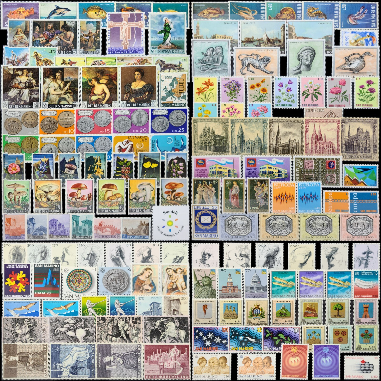 Stamp Collection San Marino MNH - 400 Different Stamps in Full Sets & Singles