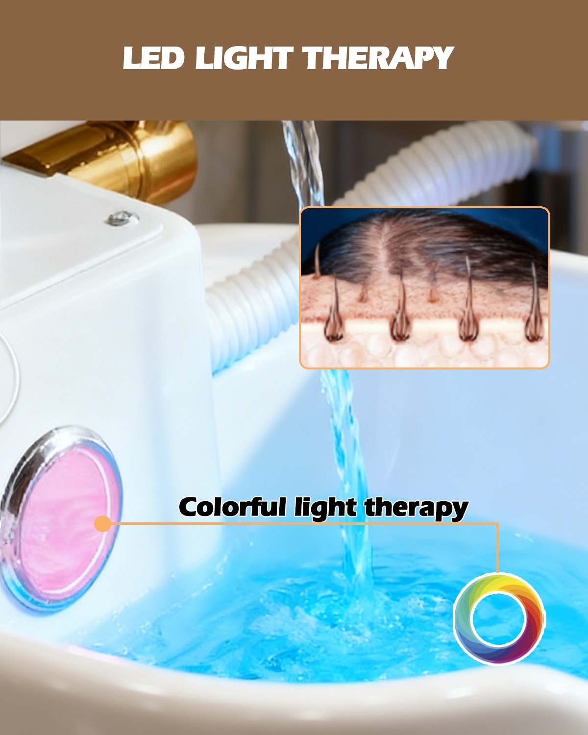 Waterfall Head Spa Therapy Shampoo Bowl Water Circulation,Scalp Care Equipment