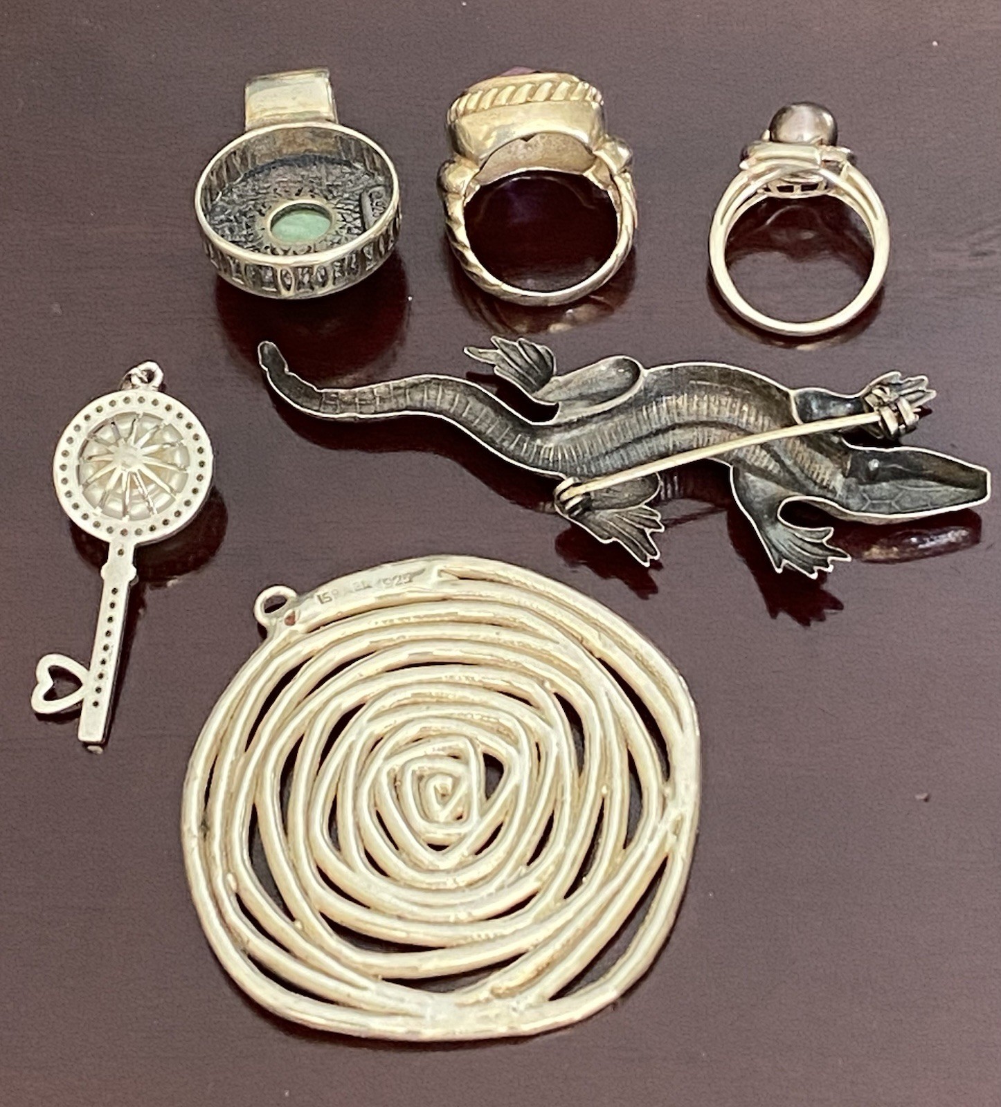 40 grams Sterling Silver Lot 925 Jewelry Rings Pendant Brooch