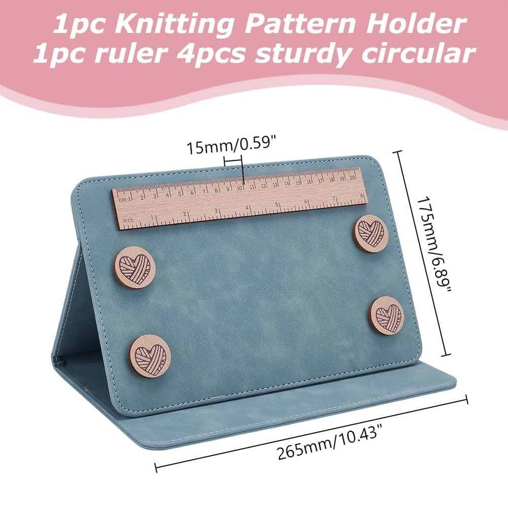 1Pc Folding Knitting Pattern Holder Cadet Blue Knitting Chart Holder Adjustab...