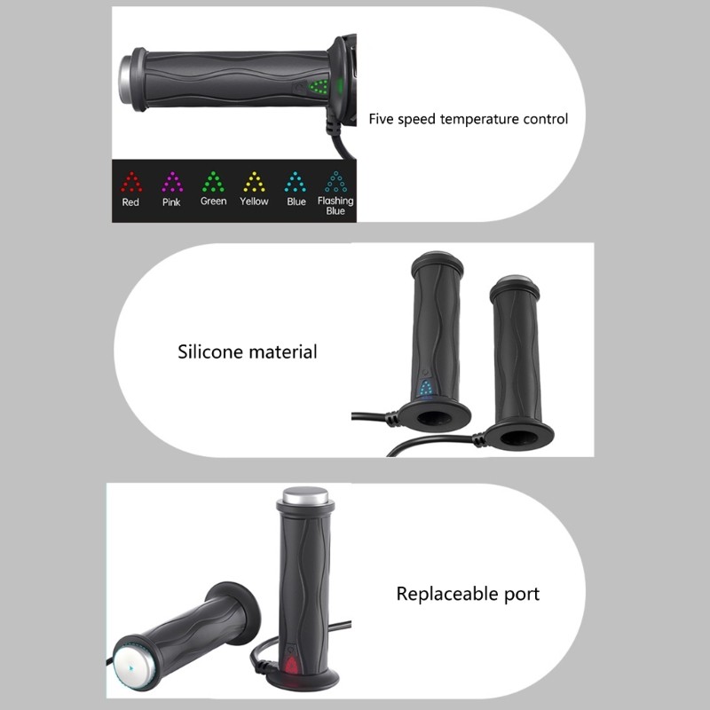 Handlebar Grips with Electric Heating Adjustable Warmth for Motorcycles Durable