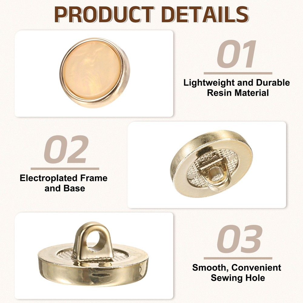 10Pcs Round Button, 18mm/0.7" Resin Decorative Pattern Button, Beige