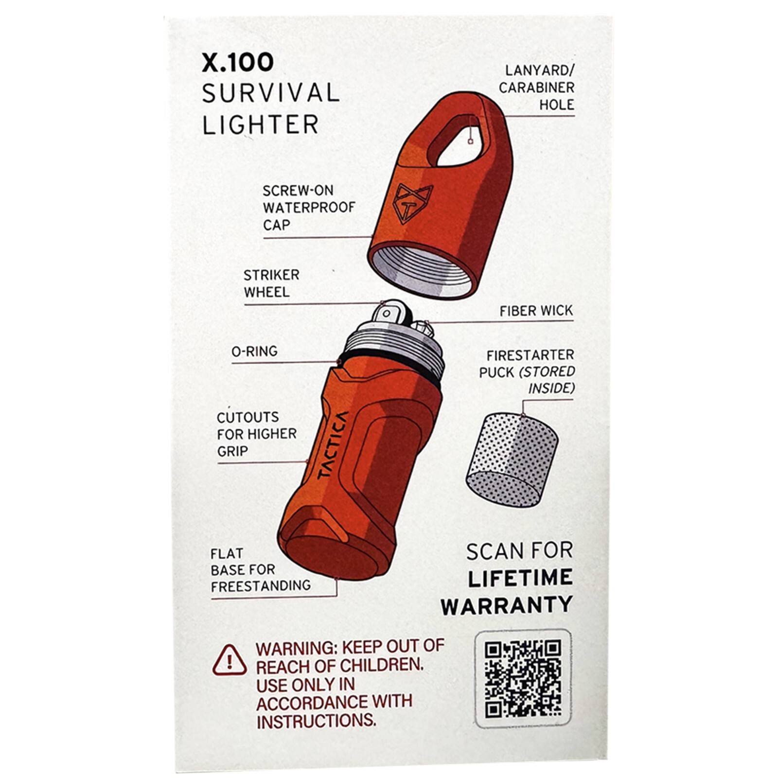 Tactica X100 Survival Lighter Emergency Fire Starter Kit Fluid Lighter EDC