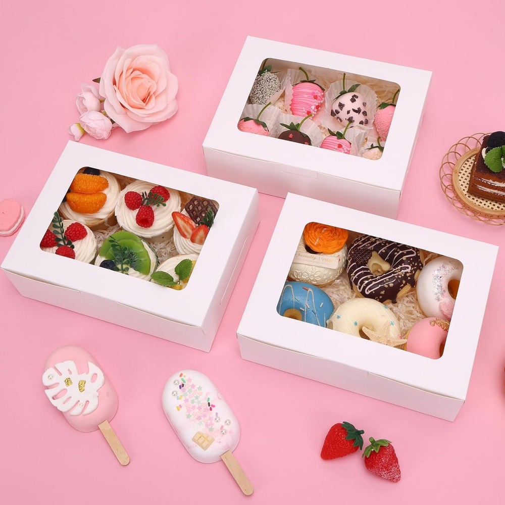 Foldable 12ct Cookie Boxes with Clear Window - Versatile Baking Essentials