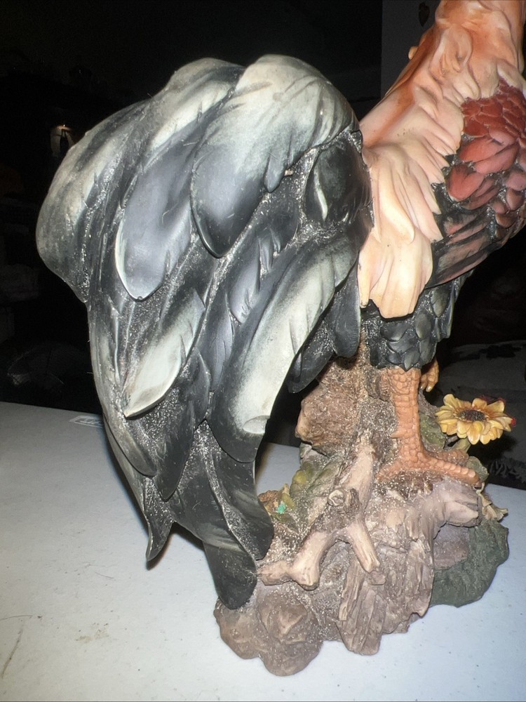 Vintage Hand painted Solid Ceramic Standing Rooster 13” Tall