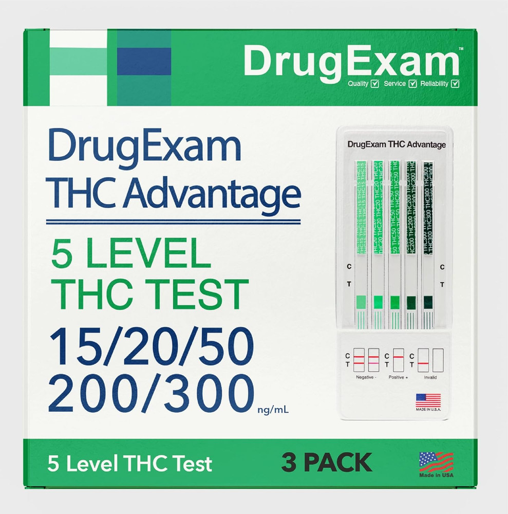 3 Pack - Drugexam THC Advantage Made in USA Multi Level Marijuana Urine Test Kit