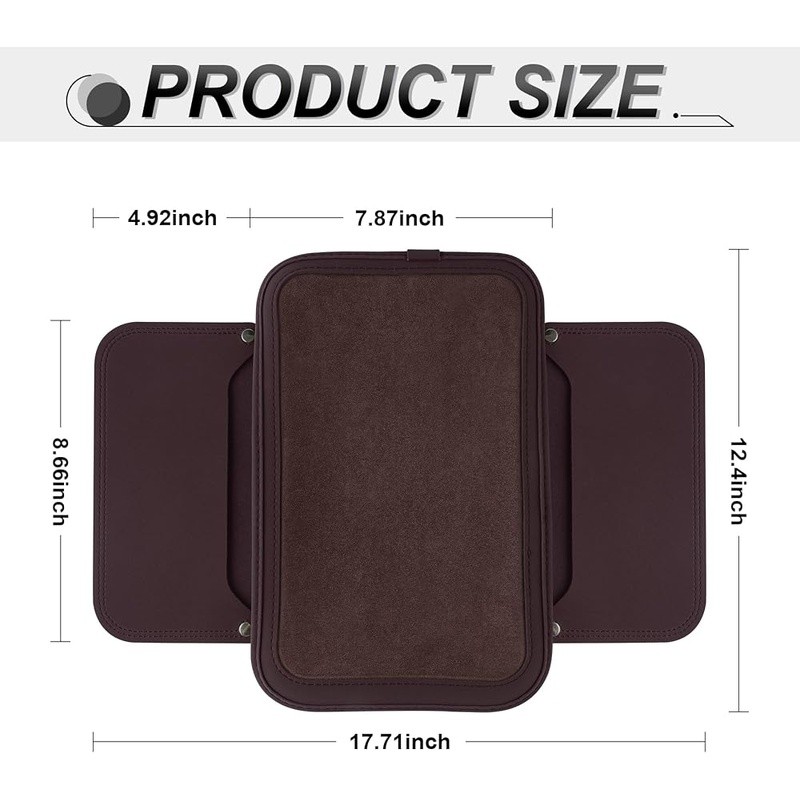 Durable Leather Armrest Pad W/ 5 Side Pockets Universal Console Protector New