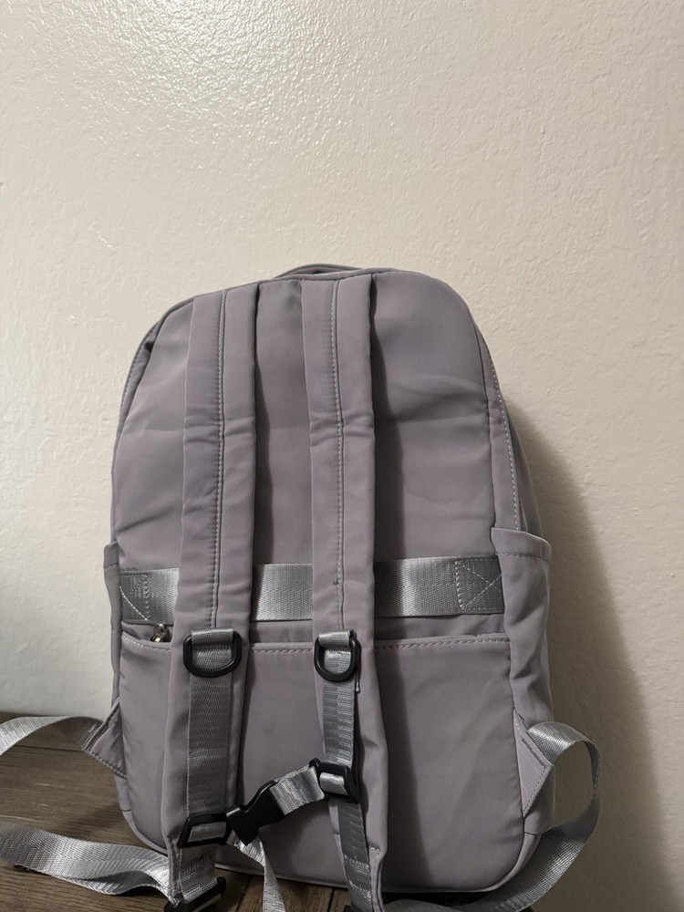 Gray Nylon Laptop Backpack with Zipper Closure, Adjustable Straps, 4 Pockets