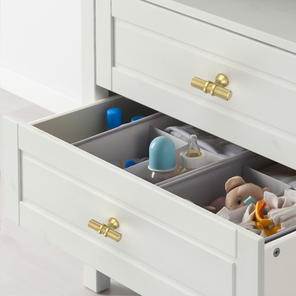 10 Pack Knurled Brushed Gold Kitchen Cabinet Knobs Dresser Knobs Drawer Knobs...