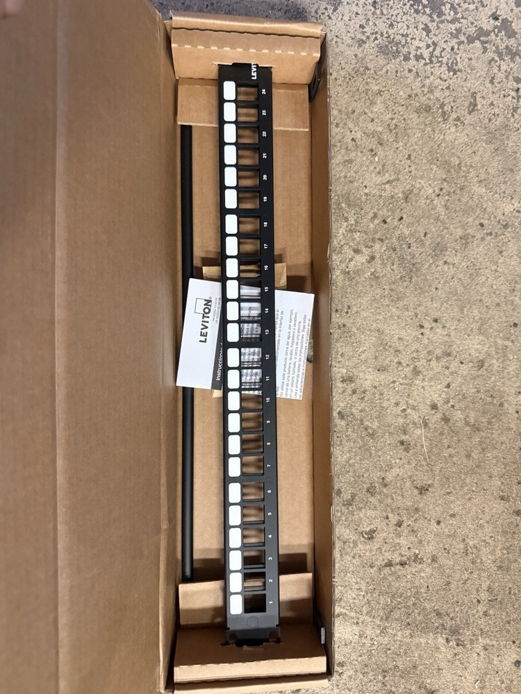 Leviton 49255-H24 Flat QuickPort 24-Port Patch Panel Black.