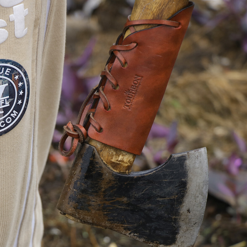 TOURBON Leather Ax Handle Guard Collar Sheath Haft Axe Cover Hatchet Protector